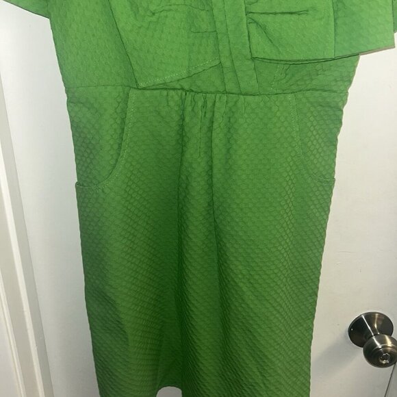 Voom by Joy Han Vintage Green Short Sleeve Dress With Bow Detail Size Small - Picture 4 of 11